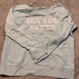 blue “sea you never” sweatshirt
